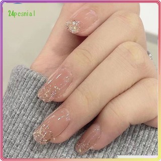 Bộ móng tay giả màu hồng nude xinh xắn