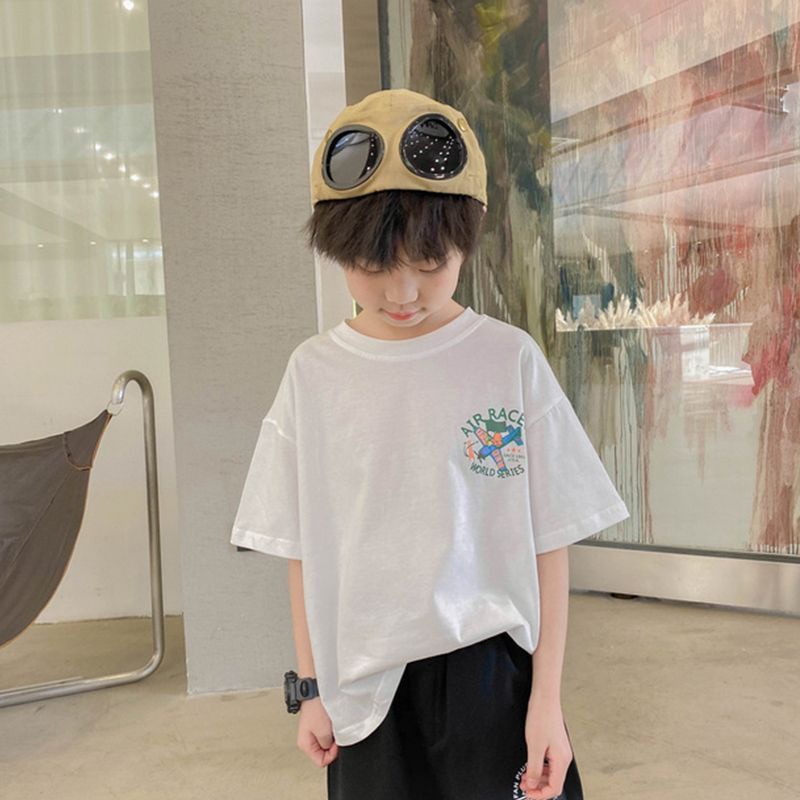 Áo Thun Cotton Tay Ngắn Cổ Tròn In Họa Tiết Hoạt Hình Thời Trang Mùa Hè Cho Bé Trai