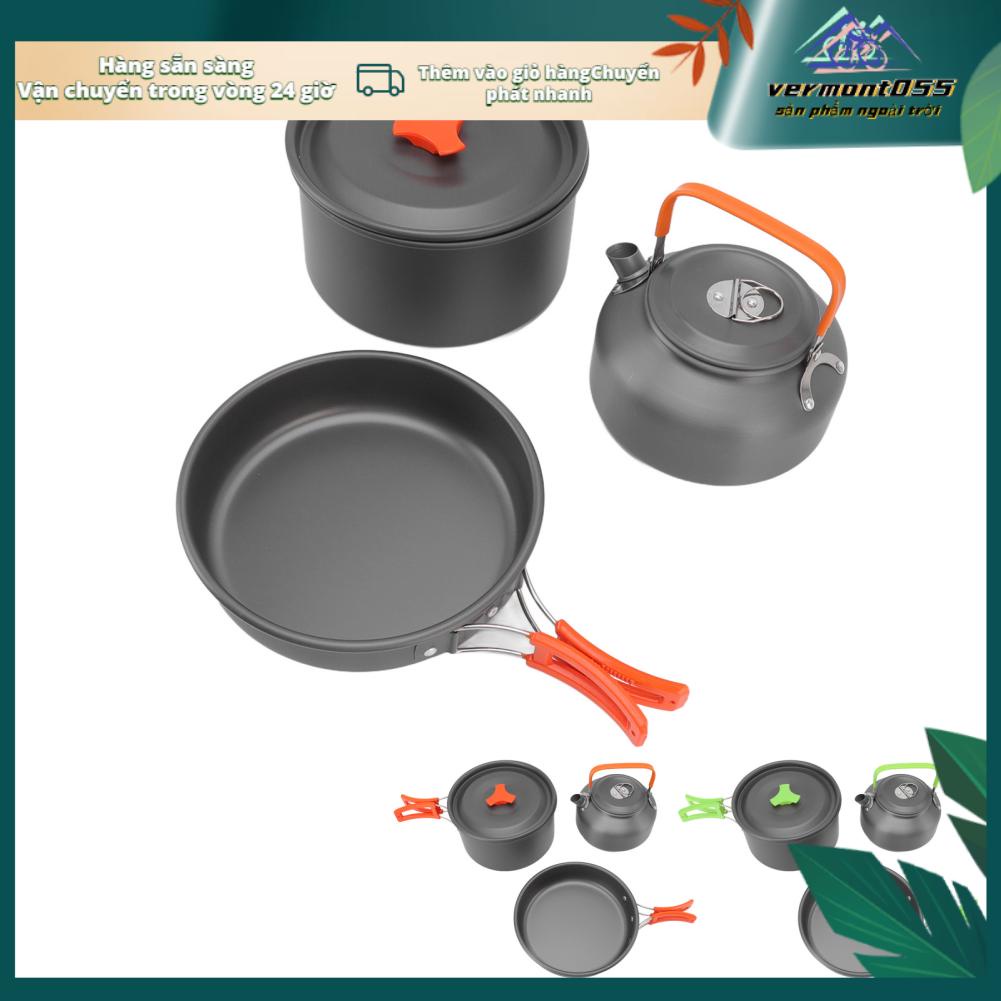 Vermont055 Bộ Nồi Cắm Trại Ngoài Trời Với Đồ Ăn Dụng Cụ Nấu Nướng Chống Dính Cho Câu Cá Dã Ngoại