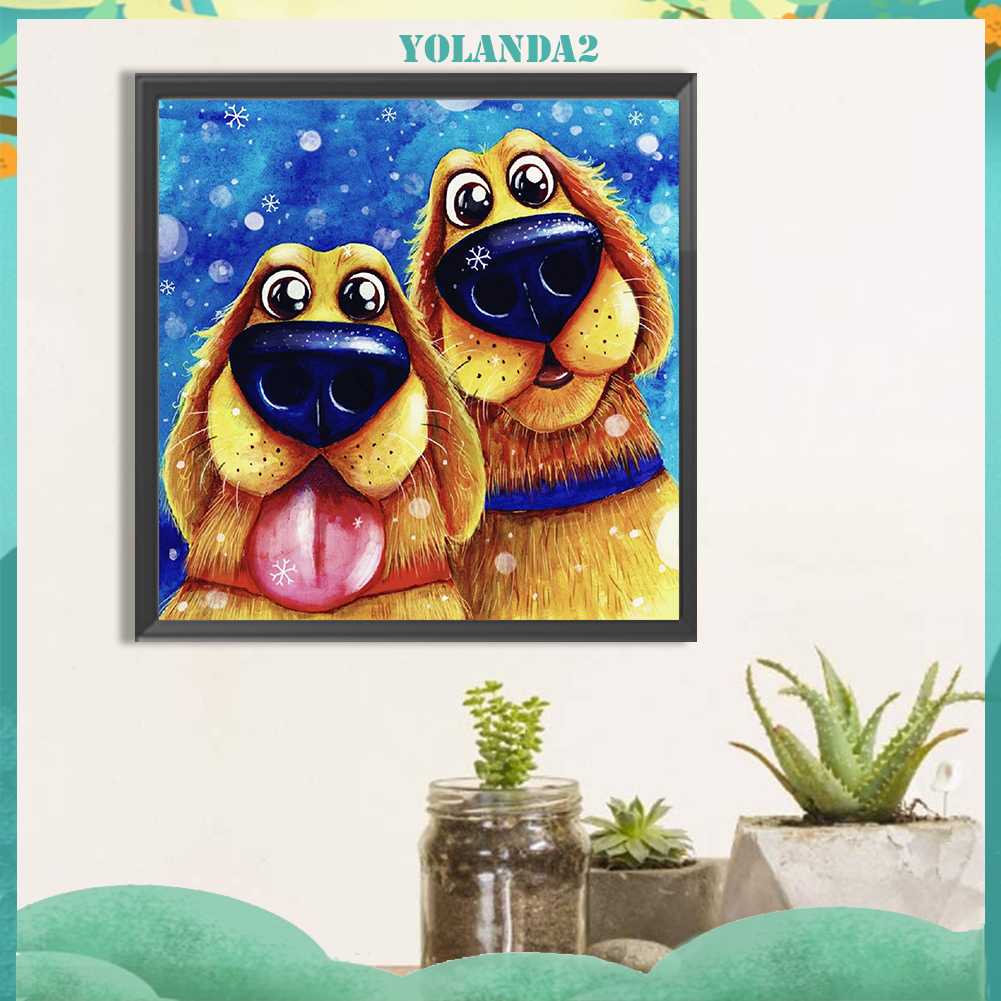 Tranh Đính Đá Kim Cương Toàn Bộ 5D DIY Hình Vẽ Chó Trang Trí Nhà Cửa