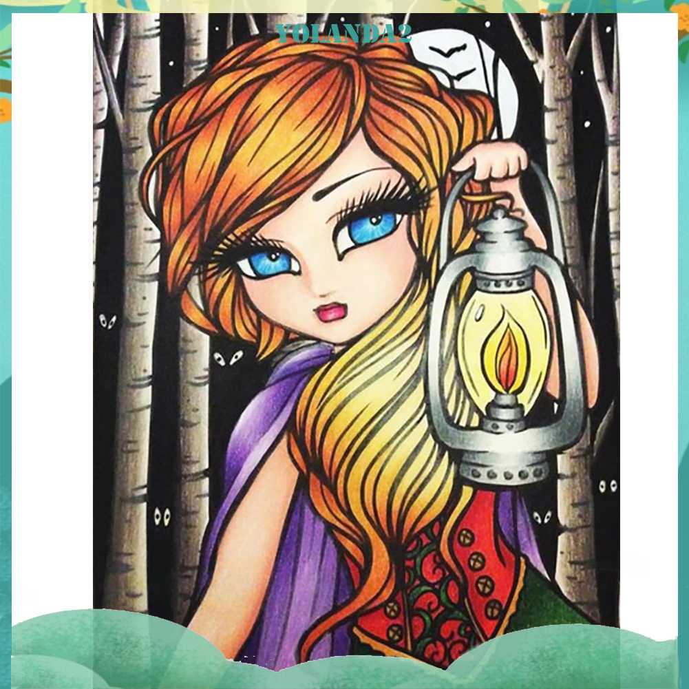 Bộ Tranh Đính Đá 5D Họa Tiết Hoạt Hình Cô Gái Độc Đáo DIY Dùng Trang Trí Nhà Cửa