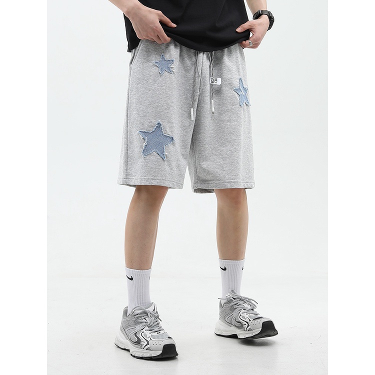 Quần Short Thể Thao Dáng Rộng Họa Tiết Ngôi Sao Phong Cách Hip Hop Đường Phố Mỹ Thời Trang Mùa Hè Cho Nam