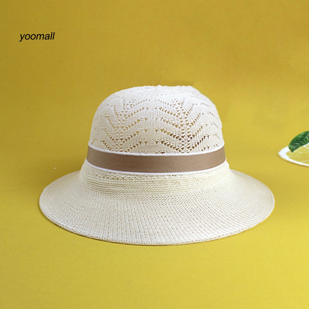 Mũ Rộng Vành Thoáng Khí Đính Nơ Phong Cách Hàn Quốc Cho Nữ