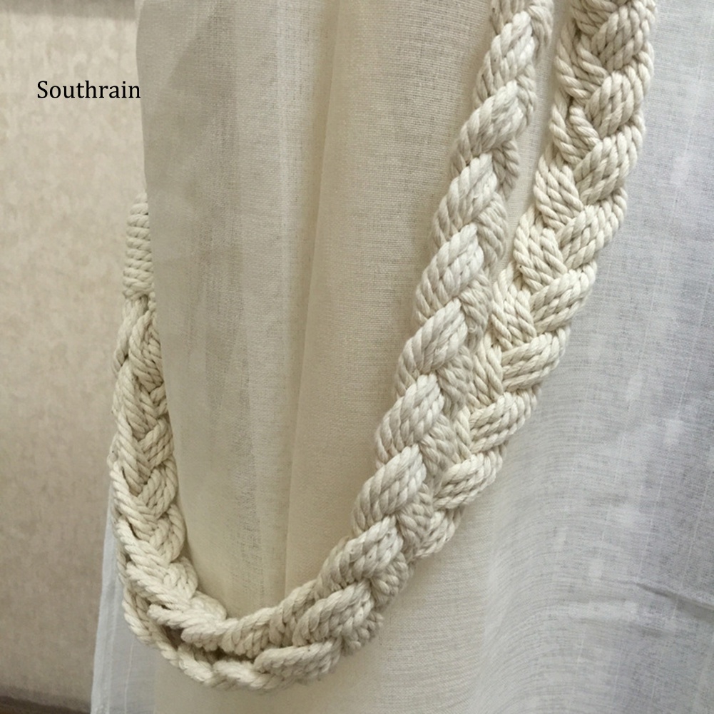 Set 2 Dây Cột Rèm Cửa Thắt Nút Xoắn Bằng Vải Cotton