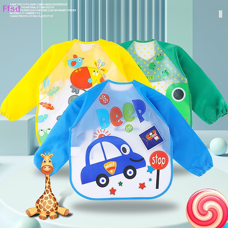 {Ffsd} Yếm Ăn Chống Thấm Nước Toàn Diện Tay Áo Dễ Thương Cho Bé Trai Và Bé Gái * Bán Chạy