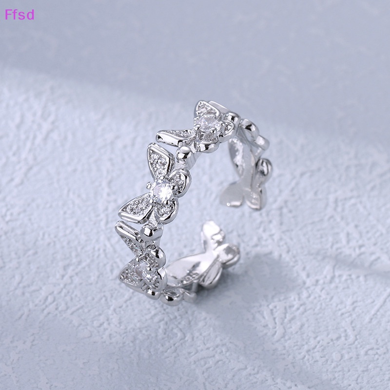 {Ffsd} Mới Nhẫn Đính Đá Zirconia Hình Học / Bướm / Hoa Cúc Điều Chỉnh Được Làm Quà Tặng Trang Sức Tối Giản * Hàng Bán Chạy