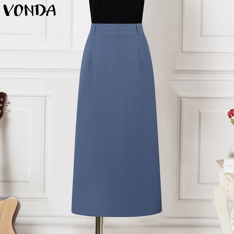 Vonda Chân Váy Chữ H Lưng Cao Màu Trơn Phong Cách Hàn Quốc Cho Nữ