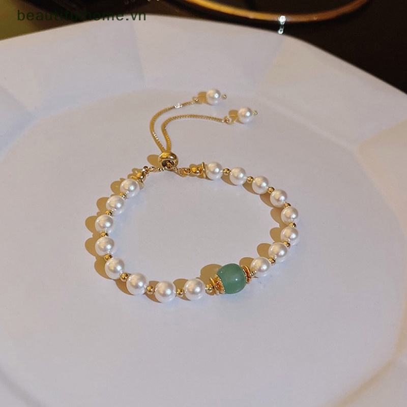 [beautifulhome] Vòng Tay Ngọc Trai Mắt Mèo Trang Sức Tinh Tế Thời Trang Làm Quà Tặng Sinh Nhật [beauty]