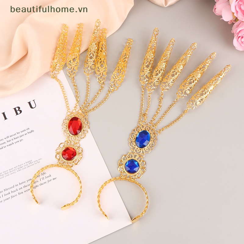 [beautifulhome] Vòng Tay Giả Pha Lê Xanh Dương Đỏ Dáng Dài Cổ Điển Trang Sức Làm Đẹp Cho Nữ