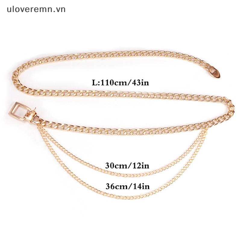 Uloveremn Thắt Lưng Dây Xích Kim Loại Nhiều Lớp Dáng Dài Phối Tua Rua Cho Nữ