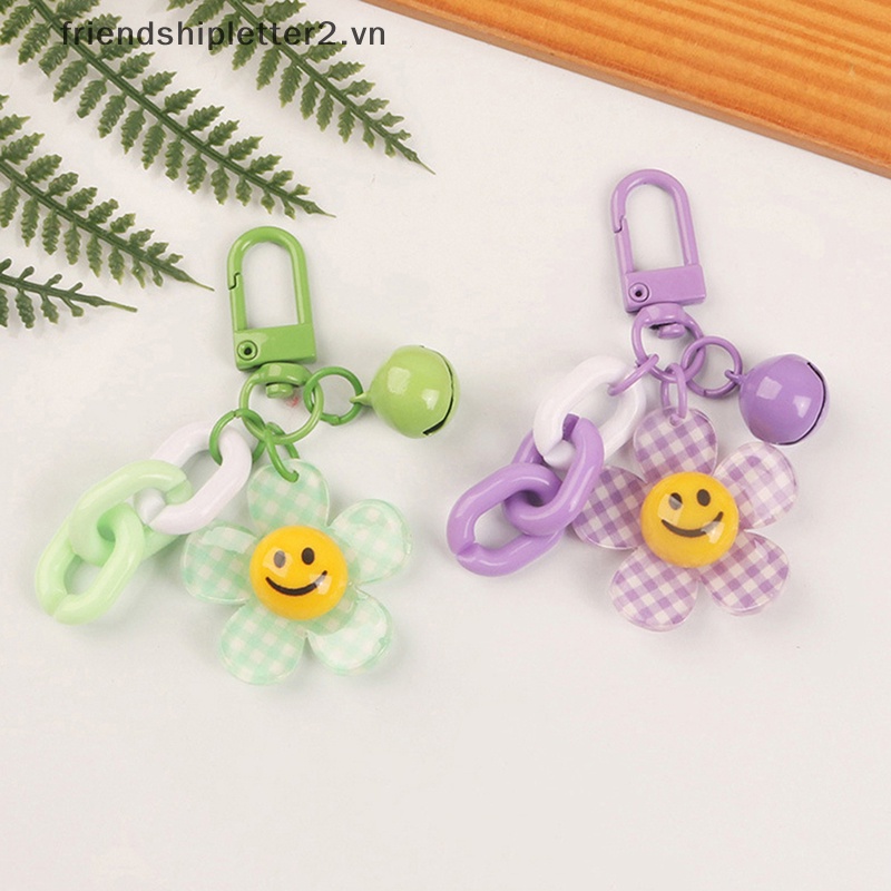 1 Móc Khóa Hình Bông Hoa Mặt Cười Nhiều Màu Sắc Dễ Thương