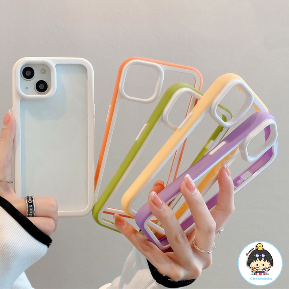 Ốp Điện Thoại TPU Mềm Viền Dày Chống Sốc Màu Tương Phản Đơn Giản Cho IPhone 11 14 13 12 Pro Max