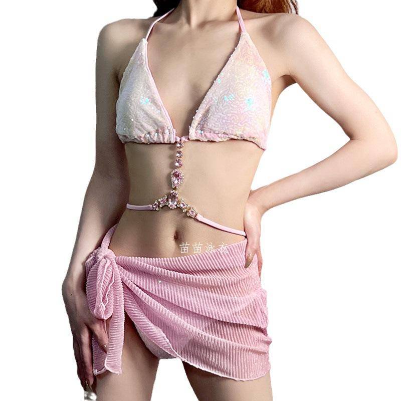 Bikini Bộ Đồ Bơi Ba Mảnh Đính Kim Cương Sáng Lấp Lánh