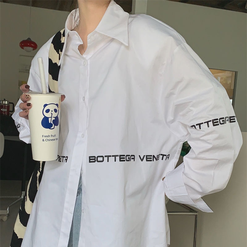 Áo Sơ Mi Trắng In Chữ Thời Trang Hàn Quốc Mới Cho Nữ