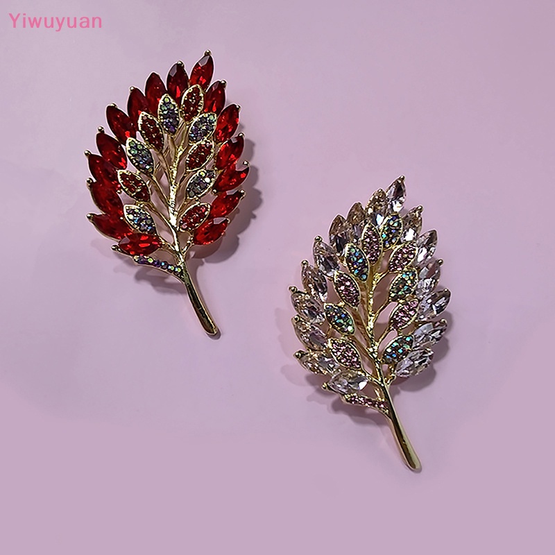 Ghim Cài Áo Kim Loại Hình Lá Đính Đá Phong Cách Vintage Mới