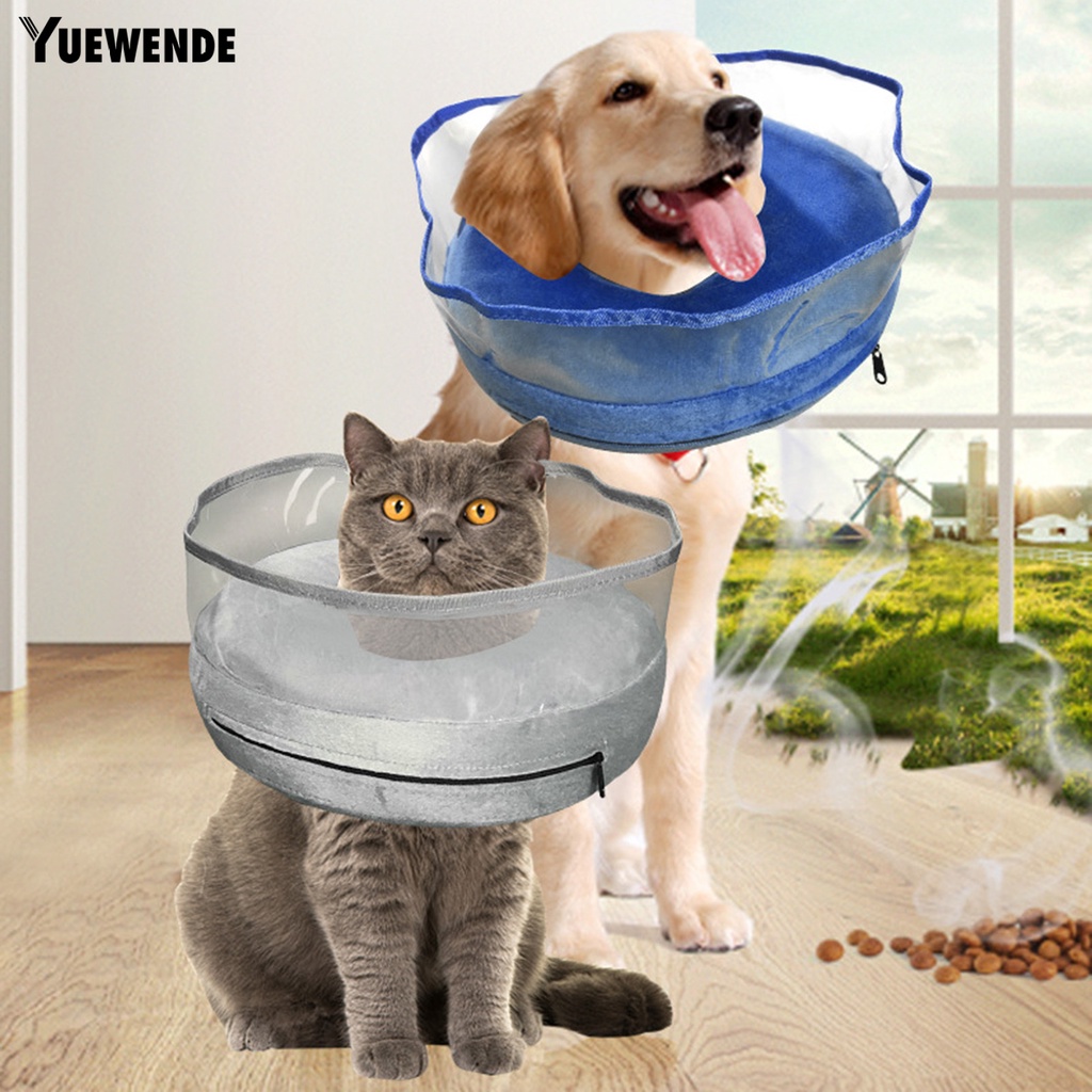 Yq.e Vòng Cổ Bơm Hơi Mềm Mại Co Giãn Thoáng Khí Thoải Mái Có Thể Điều Chỉnh Cho Cún Cưng Sau