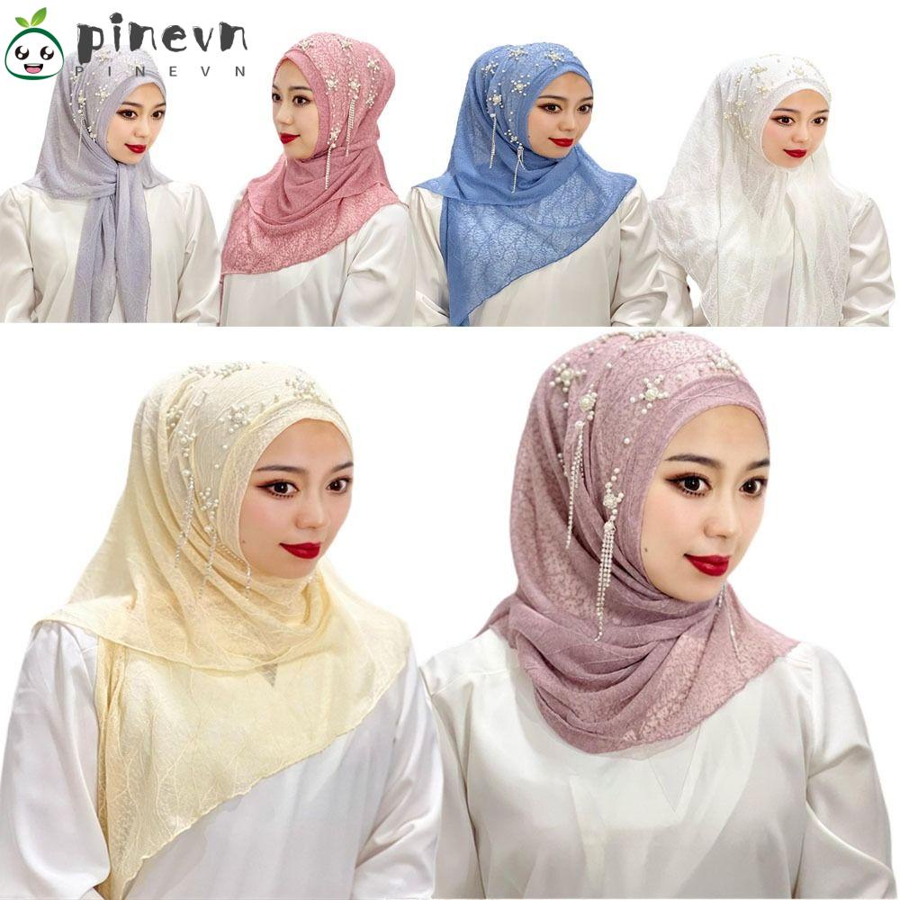 Khăn Trùm Đầu Che Phủ Cổ Kiểu Hồi Giáo Đính Hạt Thông