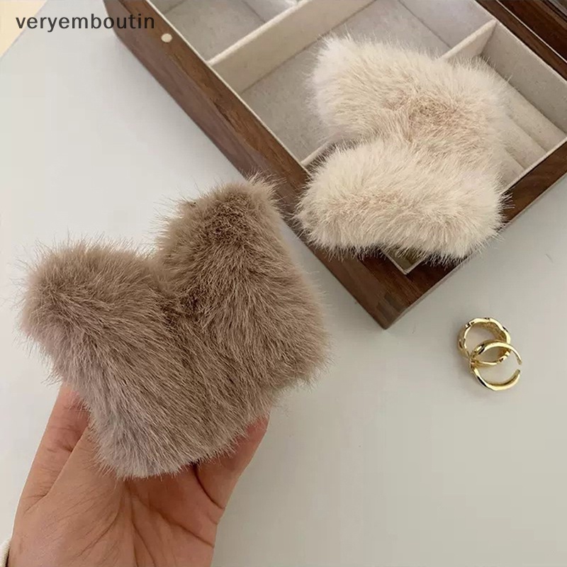 Kẹp Tóc Bướm / Cá Mập Bằng Vải Lông Nhung Màu Trơn Thanh Lịch Đơn Giản