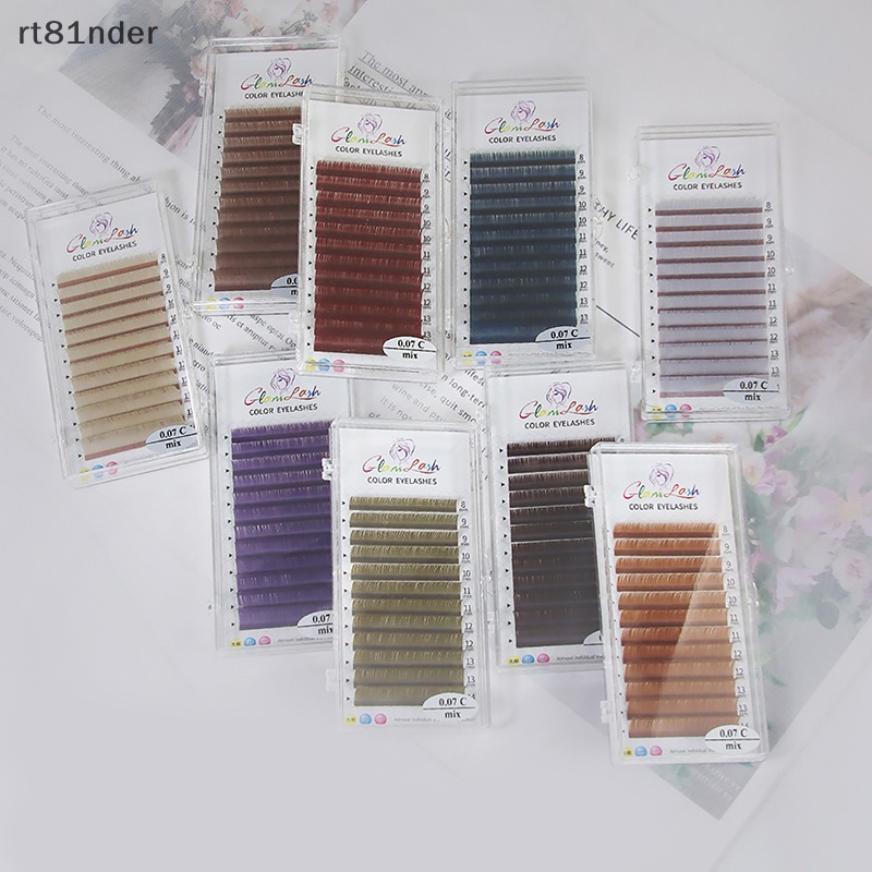 Hộp Lông Mi Giả Bằng Lụa Cong Màu Sắc rt