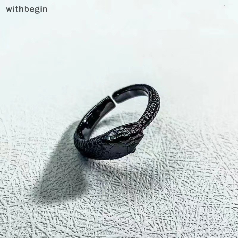 Nhẫn Hình Rắn Màu Đen Phong Cách Punk Cổ Điển Tinh Tế Thời Trang