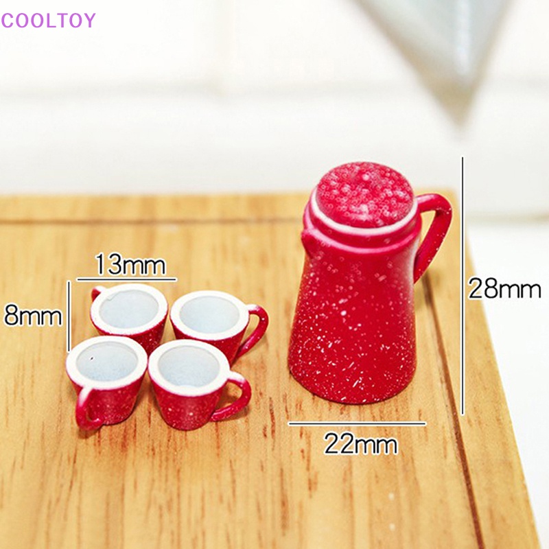 Set 5 Ấm Nước Mini Tỉ Lệ 1: 12 Dùng Để Trang Trí Nhà Búp Bê