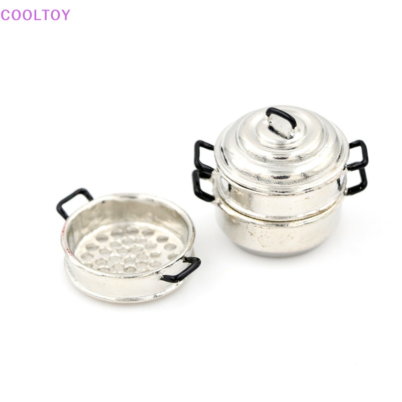 Cooltoy Mô Hình Nồi Hấp 3 Tầng Bằng Kim Loại Trang Trí Nhà Búp Bê 1: 12