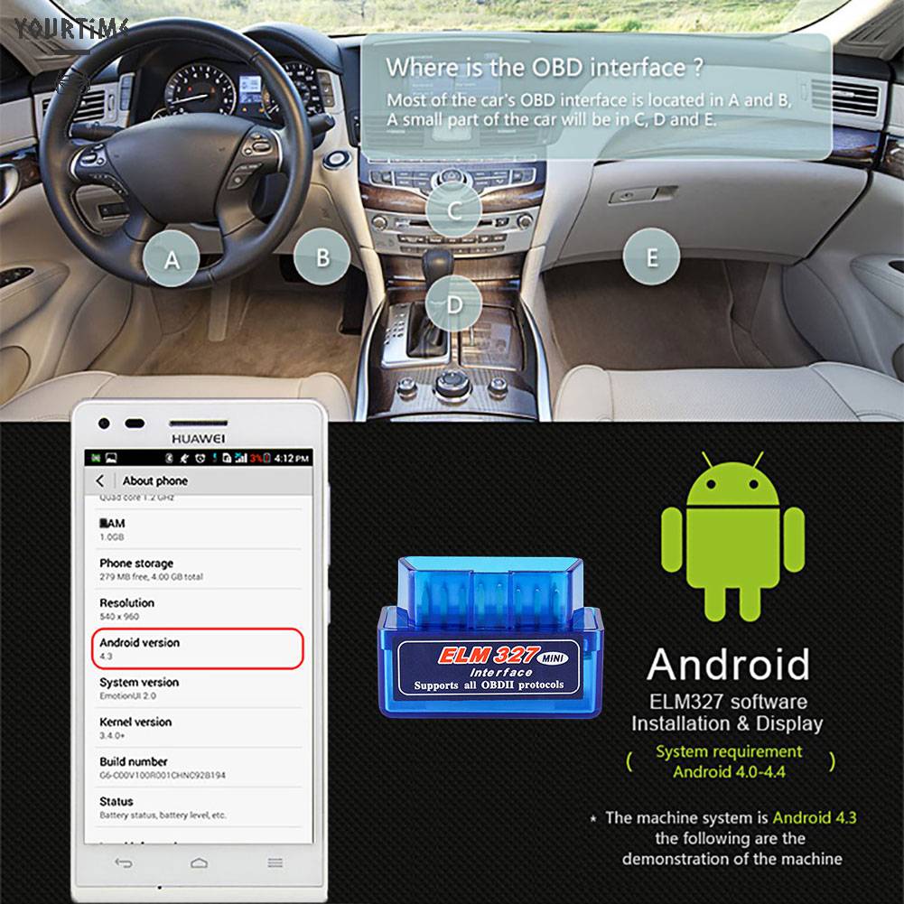 Thiết Bị Quét Bluetooth V1.5 OBD2 Cho Windows 7 / 8 Android