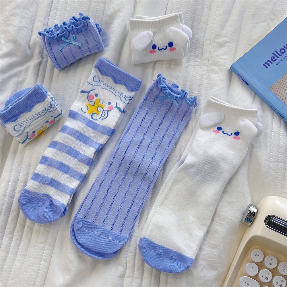 Set 3 Đôi Tất Cổ Vừa Hình Cún Con Dễ Thương Xinh Xắn