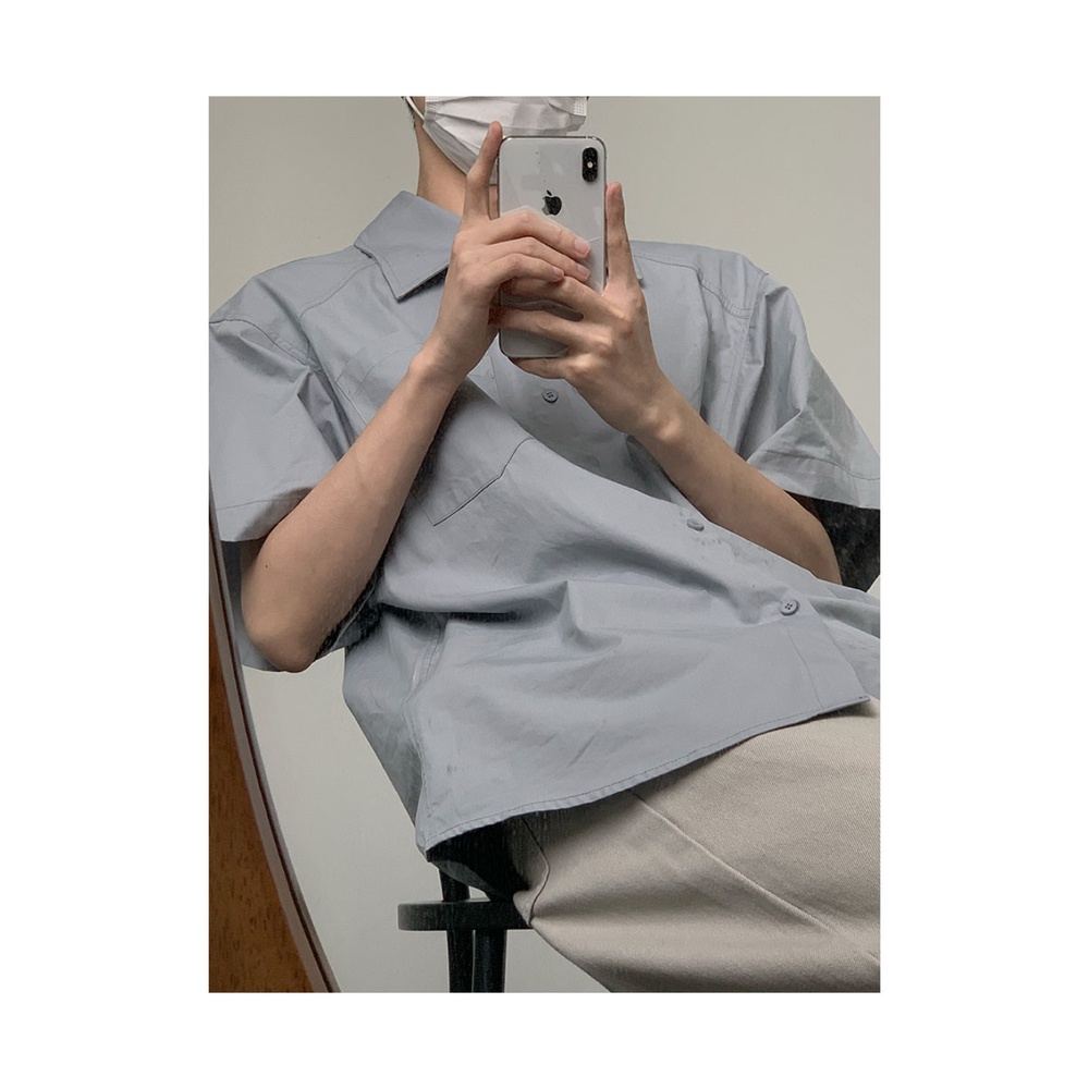 Áo Sơ Mi Cotton Tay Ngắn Màu Sắc Đơn Giản Dễ Phối Đồ Thời Trang Unisex
