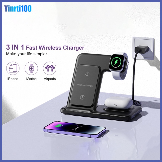 Đế Sạc Nhanh Không Dây Yinrti 3 Trong 1 Cho Iphone Iwatch