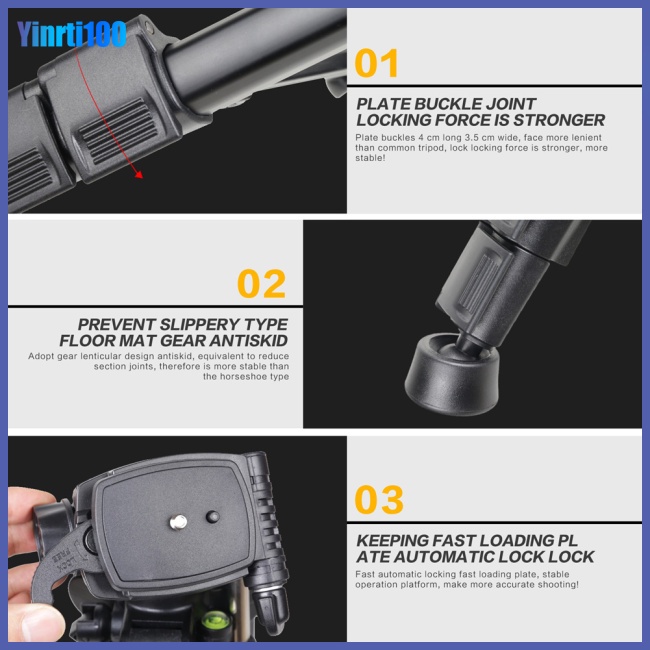 Giá Đỡ Ba Chân Bằng Nhôm Chuyên Nghiệp Yinrti Zomei Q111 Cho Máy Ảnh Kỹ Thuật Số Dslr