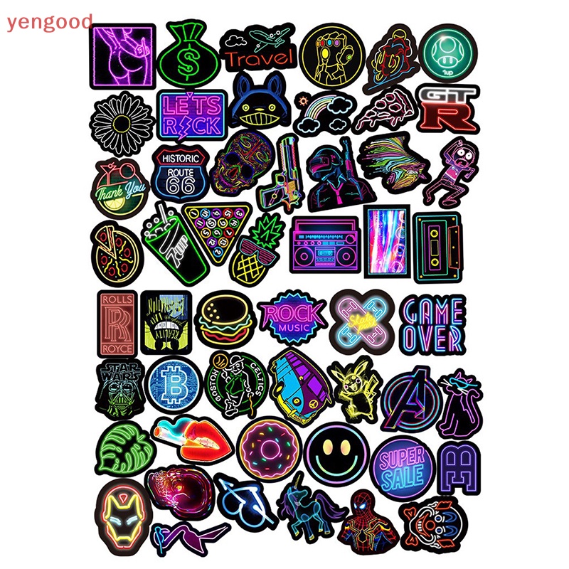 Bộ 50 Miếng Dán Chống Thấm Nước Họa Tiết Graffiti Trang Trí Vali Laptop DIY