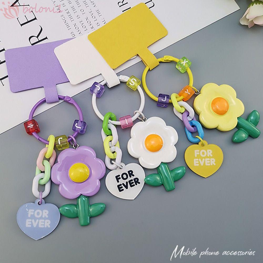 [COD] Dây Đeo Điện Thoại / Móc Chìa Khóa / Dây Đeo Cổ Bằng Nylon Hình Hoa Dễ Thương Có Thể Điều Chỉnh