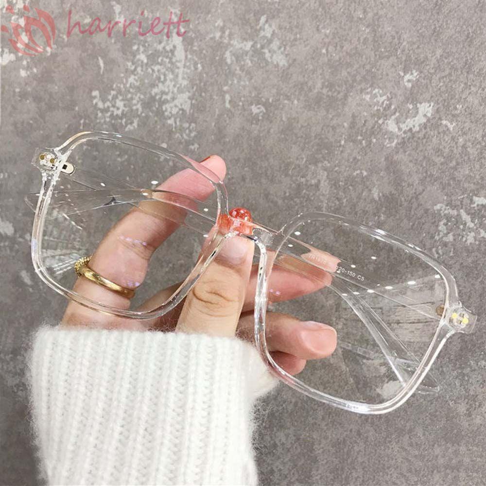 Kính Đọc Sách Gọng Tròn Lớn Trong Suốt Chống Ánh Sáng Xanh Phong Cách Hàn Quốc Cổ Điển Cho Nữ