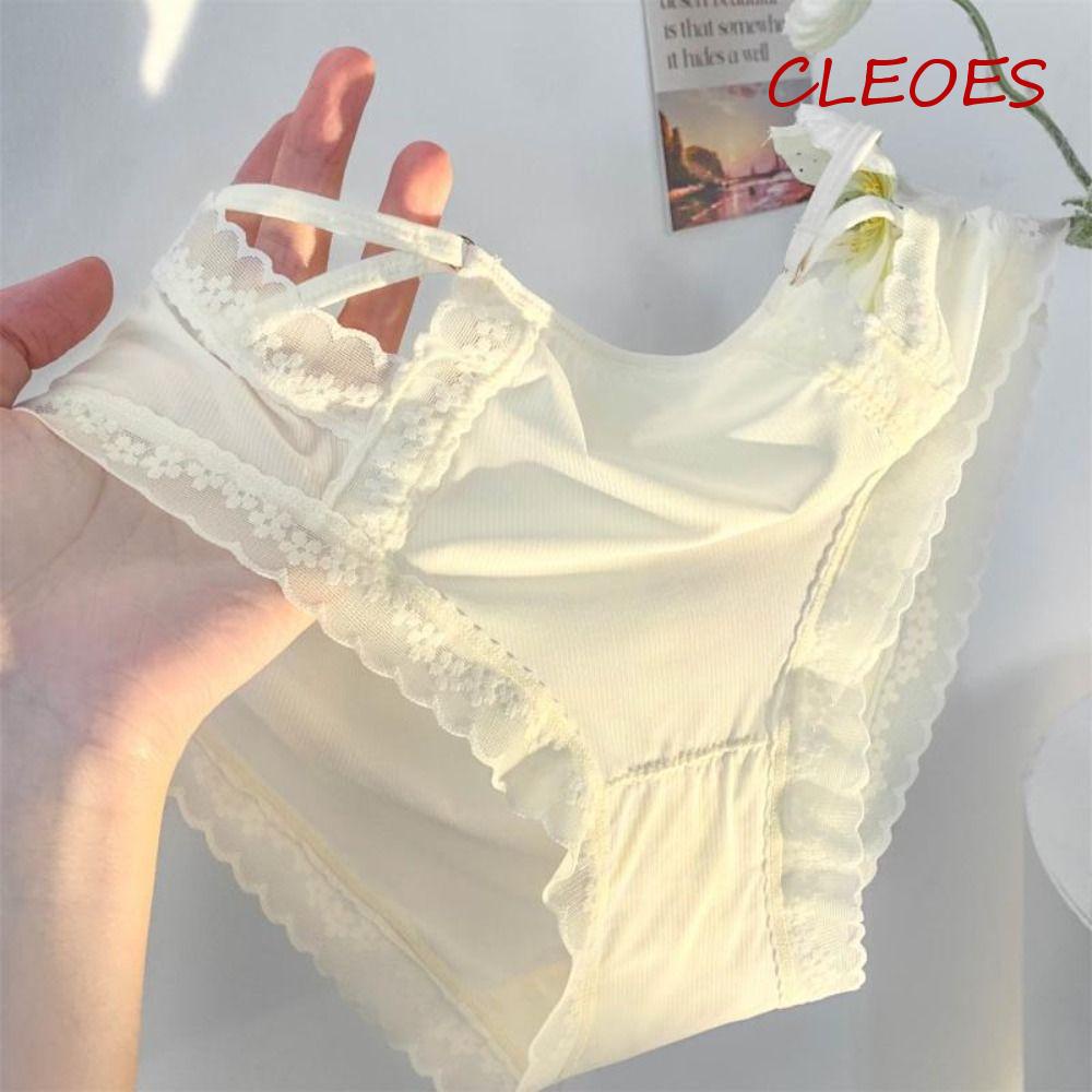 Quần Lót Cotton Lụa Phối Ren Trong Suốt Thoáng Khí Lưng Vừa Phong Cách Hàn Quốc Cho Nữ