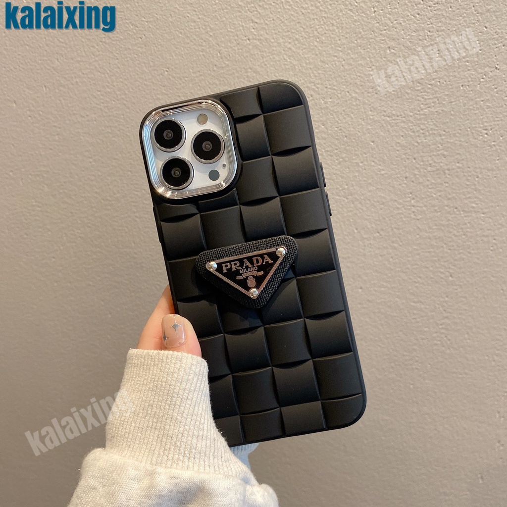 Ốp Điện Thoại Tpu Dẻo Họa Tiết PRADA 3D Có Khung Mạ Điện Cho iPhone 14 Pro Max 14 13 Pro Max Xr X Xs Max 11 12 Pro