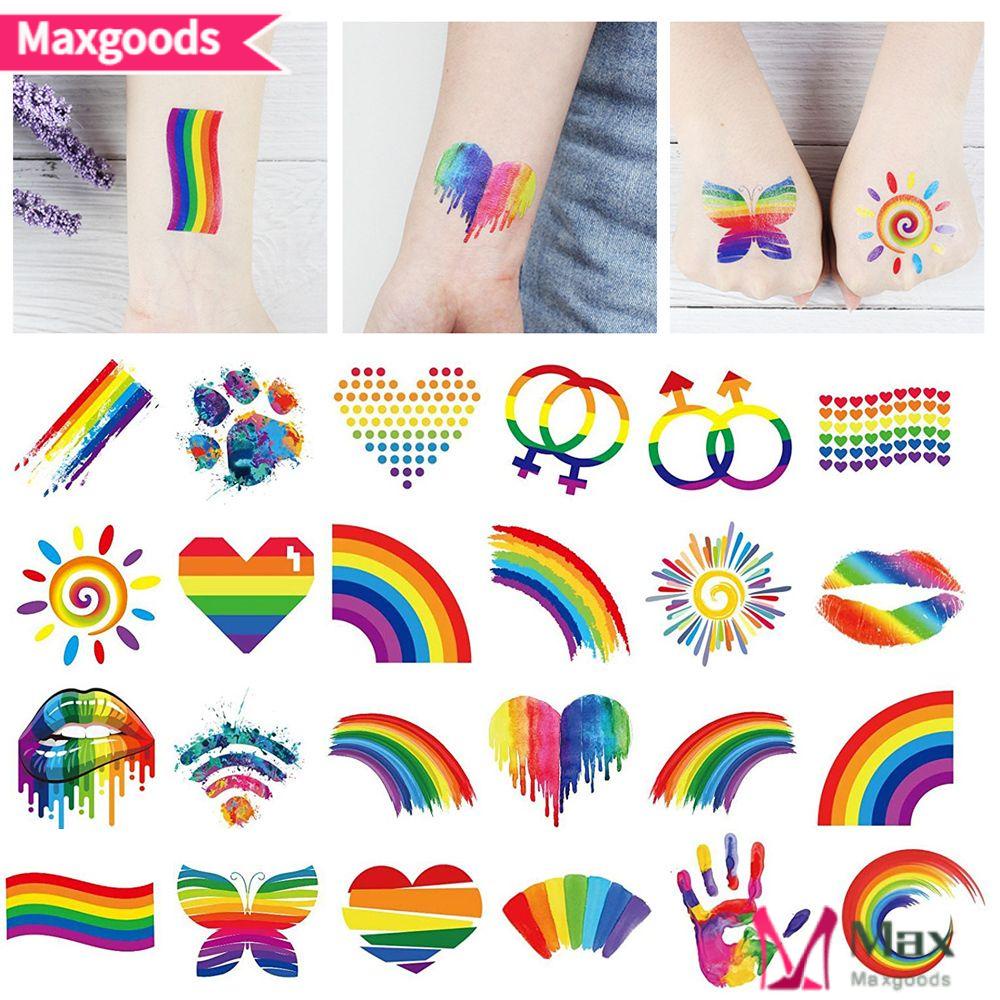 Bộ 12 Hình Xăm Dán Tạm Thời Chống Nước Màu Cầu Vồng