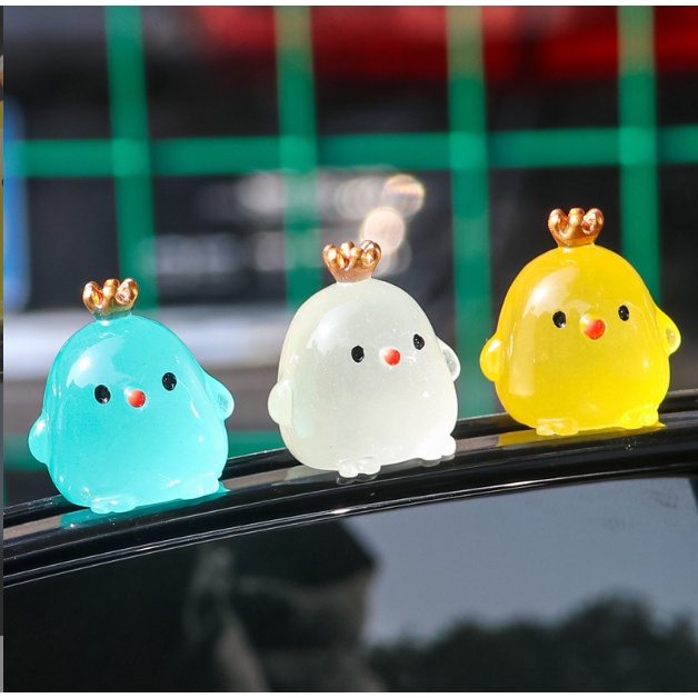 Charm gà vương miện dạ quang phát sáng decor nhà búp bê, DIY