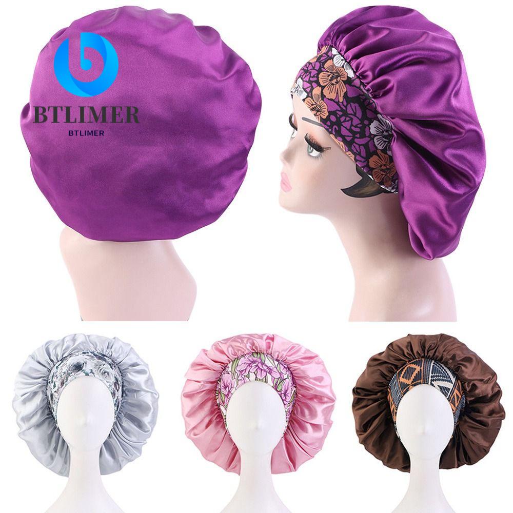 Btlimer Mũ Trùm Đầu Bằng Satin Co Giãn In Họa Tiết Hoa Cho Nữ