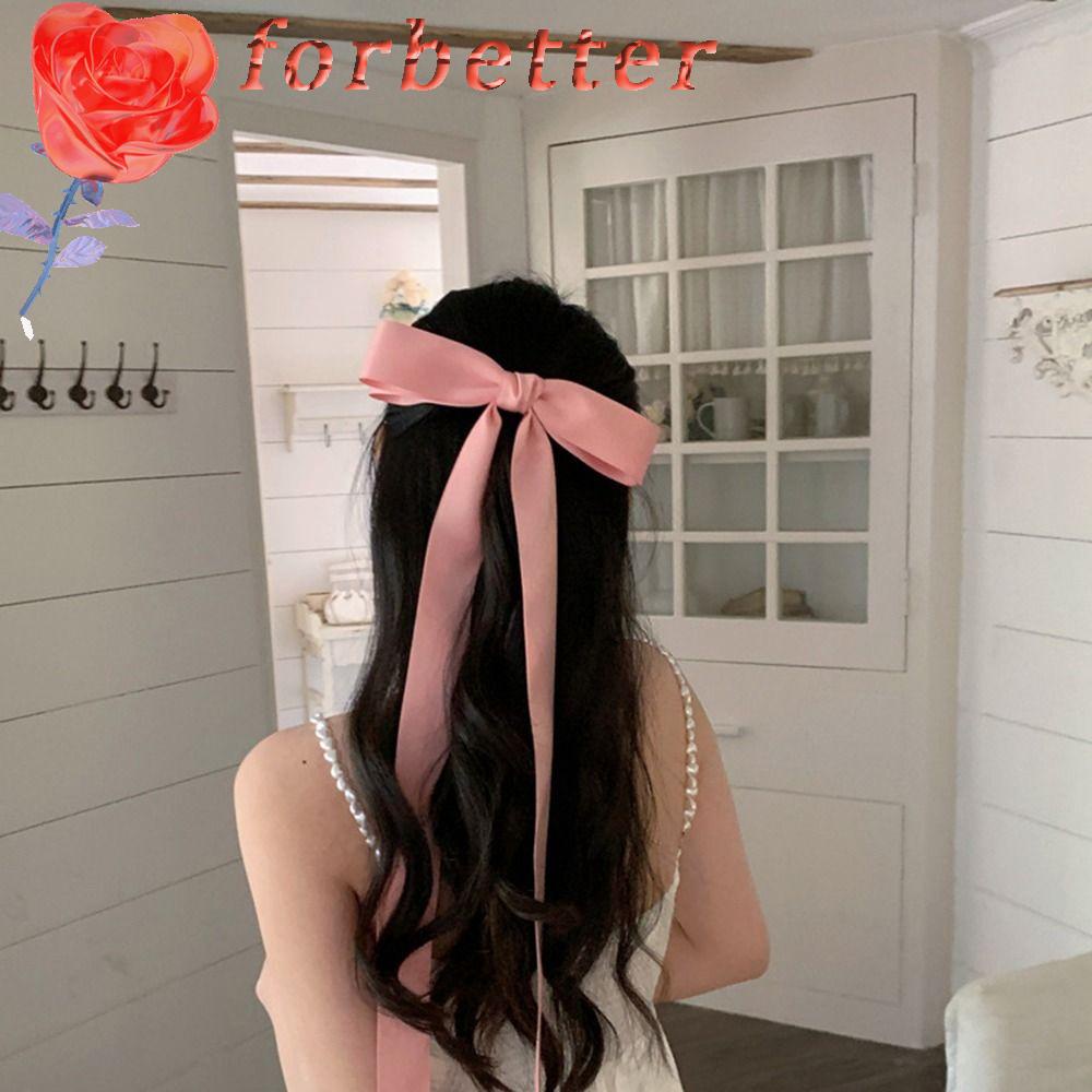 Kẹp Tóc Nơ Ruy Băng Dài Đơn Giản Đáng Yêu Cho Nữ