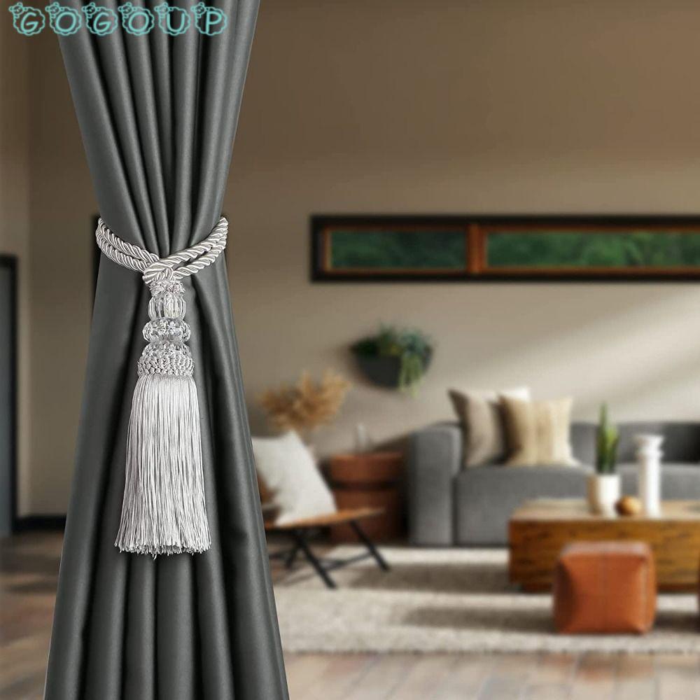 Gogoup Buộc Dây Với Tua Rua Hiện Đại|Bộ 2 Dây Buộc Rèm Cửa Bằng Vải Không Dệt