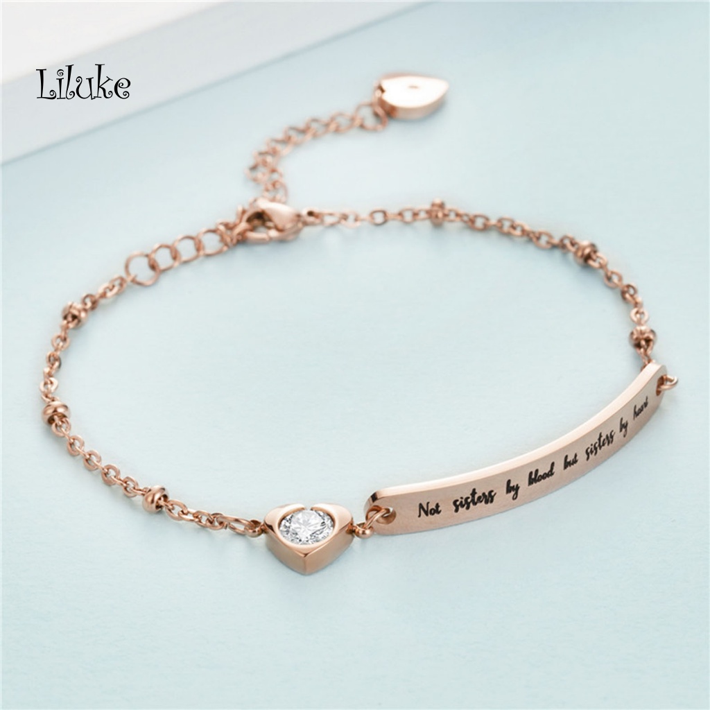 Vòng Đeo Tay Thép Titan Trang Trí Hình Trái Tim Thời Trang Cho Nữ