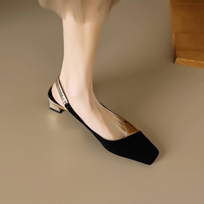 Duoya Tóc Thẳng ~ [Hàng Có Sẵn] Giày Sandal Hở Ngón Bằng Da Thật Mềm Mại Phối Màu Đơn Giản Thời Trang Mùa Hè Cho Nữ