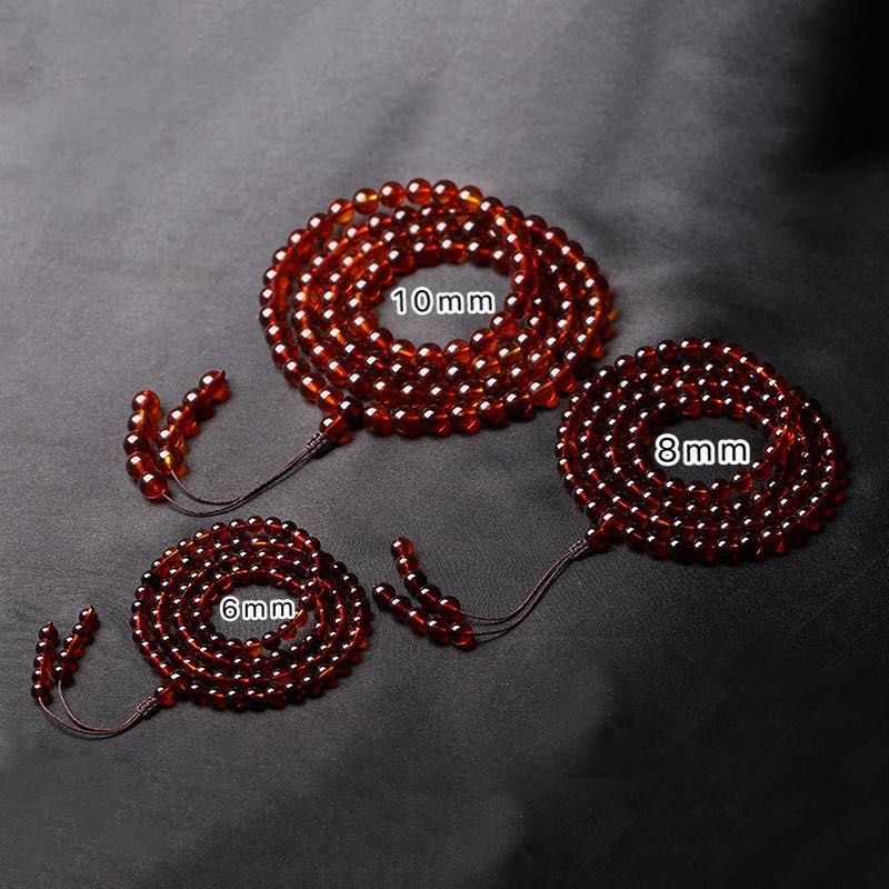 Vòng Tay Chuỗi Hạt Đá Hổ Phách 108 Hạt Sáp Ong Cho Nam Và Nữ