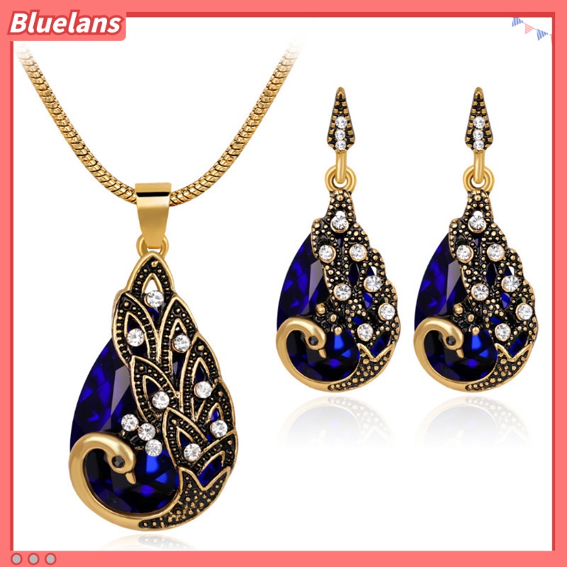 Bộ Trang Sức Hình Chim Công Đính Đá Thời Trang Dành Cho Nữ