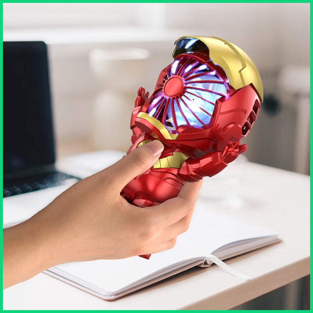 Quạt mini sạc usb Cầm Tay Hình Người Sắt Hoạt Hình 3D Dễ Thương