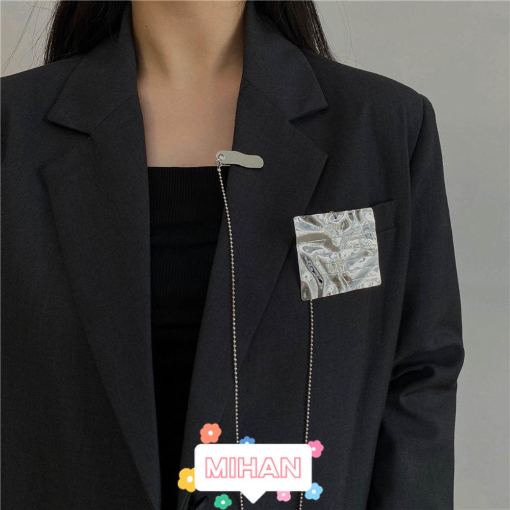 Ghim Cài Áo Thời Trang Dạng Chuỗi MIHAN1|Mặt Dây Chuyền Kim Loại Hình Vuông Thời Trang Cho Cặp Đôi