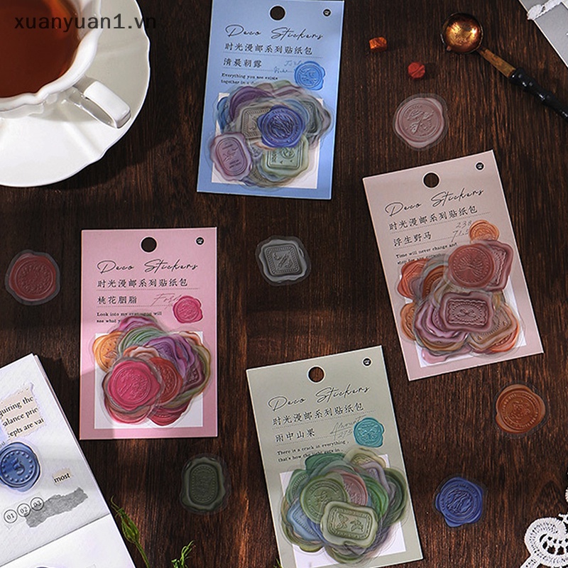 Set 40 Miếng Dán Trang Trí Sổ Tay / Nhật Ký / Album Ảnh Màu Sắc Cổ Điển diy