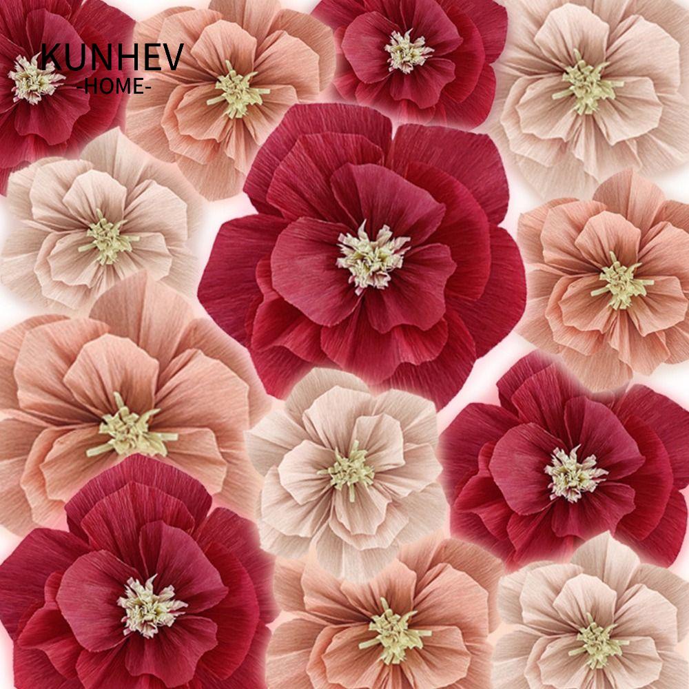 KUNHEV Set 3 Bình Hoa Giấy Crepe Nghệ Thuật Trang Trí Tiệc Cưới Mẫu Giáo Mẫu Giáo Mới