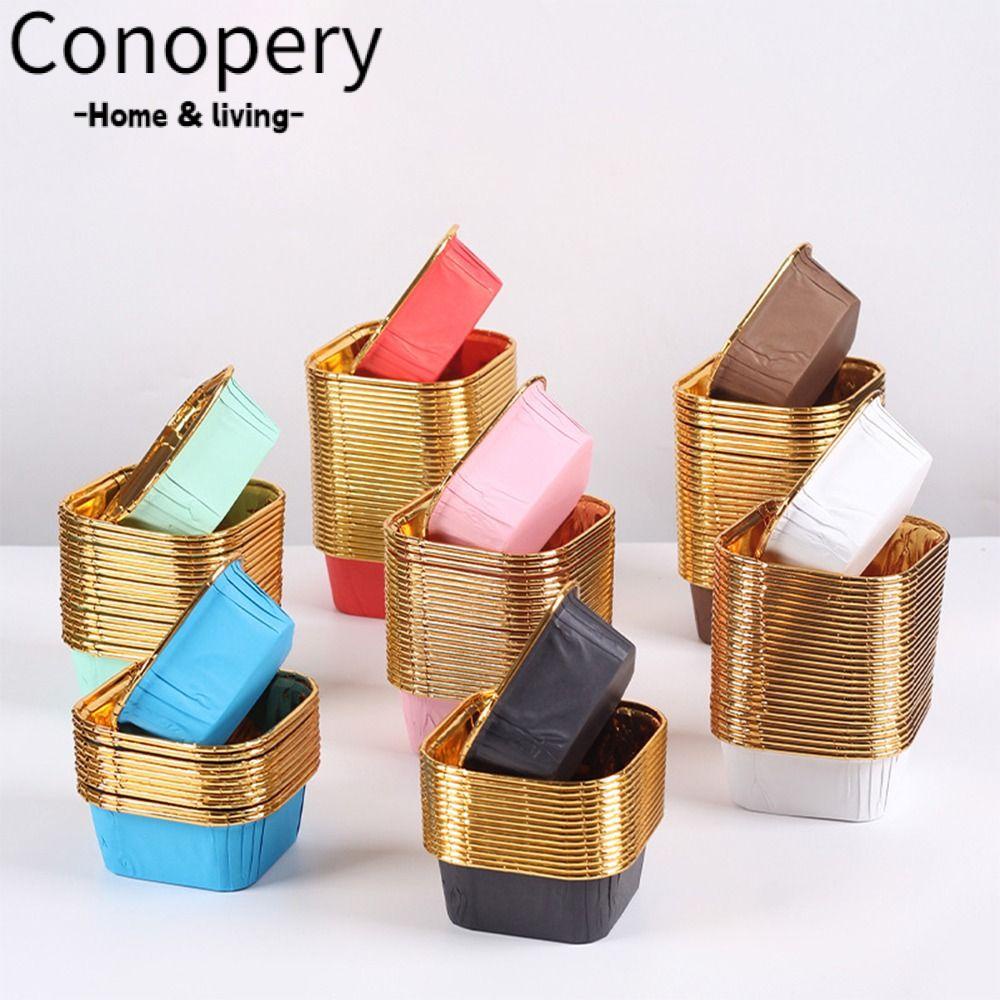CONOPERY Bộ 50 Cốc Thiếc Lá Thiếc Chịu Nhiệt Có Thể Tái Sử Dụng Dùng Làm Bánh Cupcake / Muffin